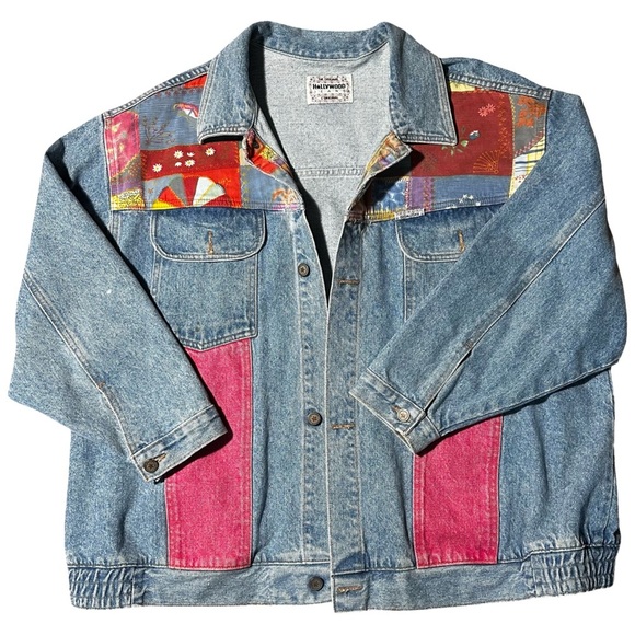 Vintage Hollywood Jeans Patchwork Denim Jacket - Picture 1 of 9